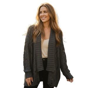 NWOT POL Charcoal Open-Front Cardigan Oversized Size Small